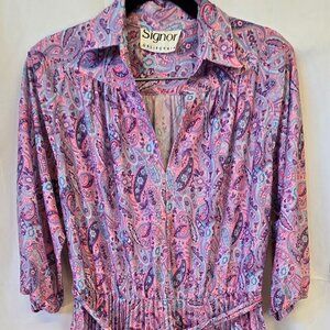 Vintage Signor California Purple Dress,  Size Med, Belt